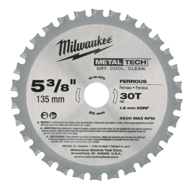 Пильный диск по металлу 135х20 мм Z30 Milwaukee