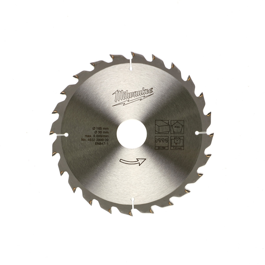 Пильный диск для торцовочной пилы по дереву 165х30 мм, 24Z Milwaukee