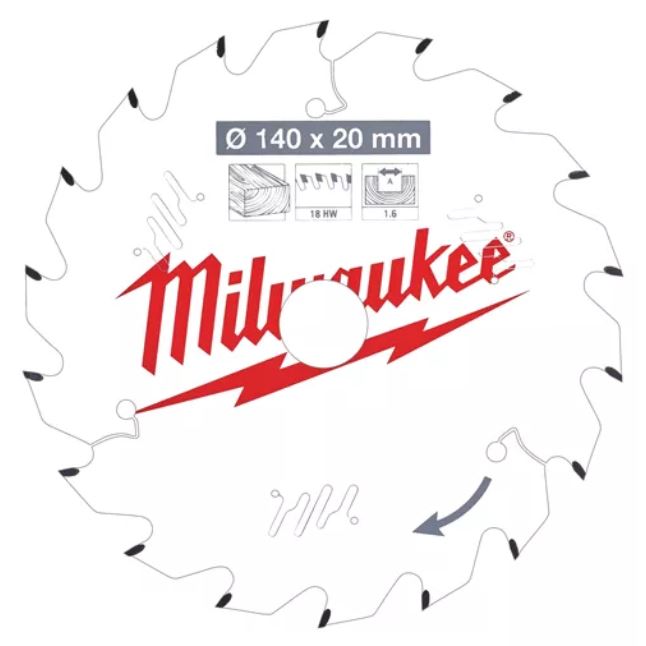Пильный диск для циркулярной пилы по дереву 140x20x1,6x18 Milwaukee