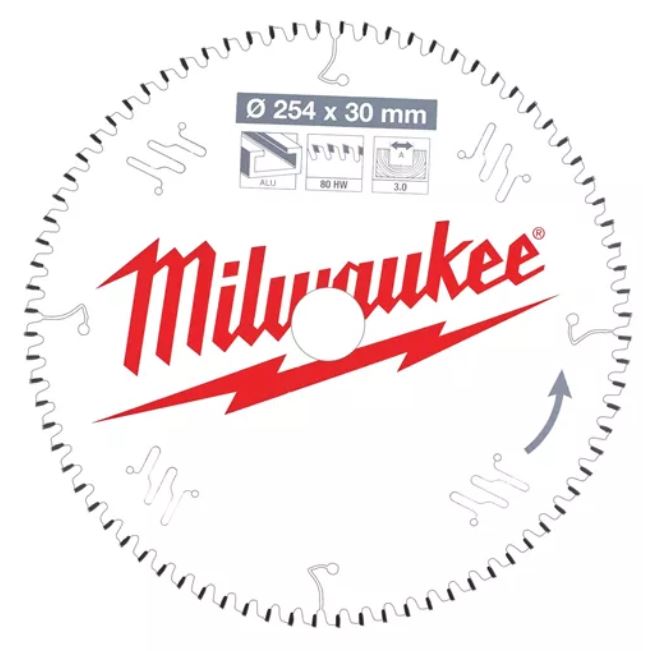 Пильный диск для торцовочной пилы по дереву 254x30x3,0x80 Milwaukee