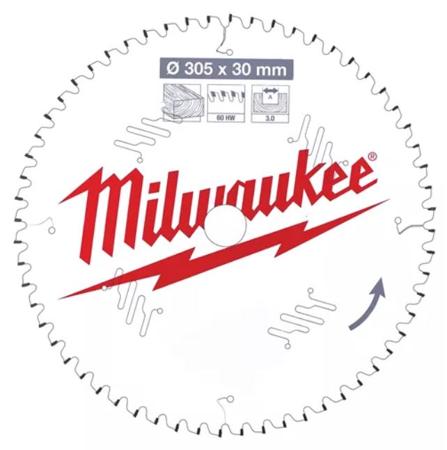 Пильный диск для торцовочной пилы по дереву 305x30x3,0x100 Milwaukee
