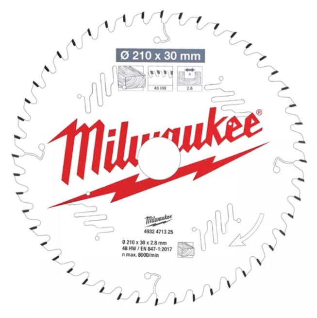 Пильный диск для торцовочной пилы по дереву 210x30x2.8x48 Milwaukee