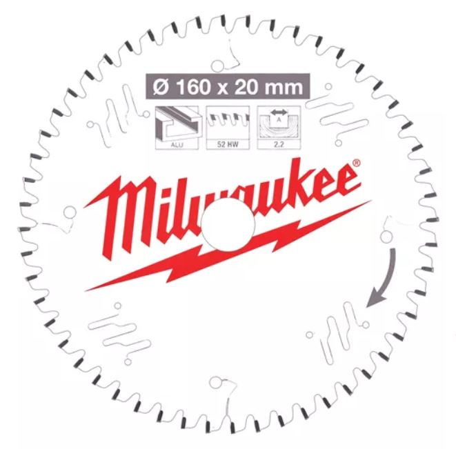 Пильный диск для циркулярной пилы по дереву 160x20x2,2x52 Milwaukee