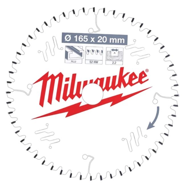 Пильный диск для циркулярной пилы по дереву 165x20x2,2x52 Milwaukee