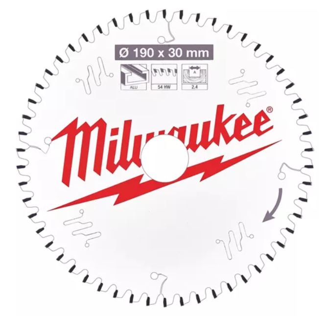 Пильный диск для циркулярной пилы  по дереву 190x30x2,4x54 Milwaukee
