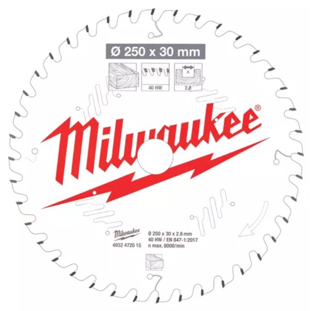 Пильный диск для торцовочной пилы по дереву 250x30x2,8x40 Milwaukee